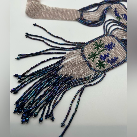 Gorgeous vintage beaded necklace, light pink and blue - Picture 5 of 5